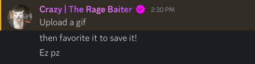 a screenshot of a message from crazy the rage baiter at 2:30 pm