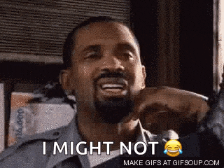 a man with a beard is smiling and saying i might not