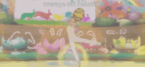 a cartoon of a person holding a ball with the words average aac behavior written on it .