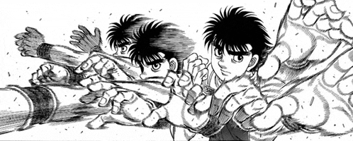 a black and white drawing of a group of people fighting each other .