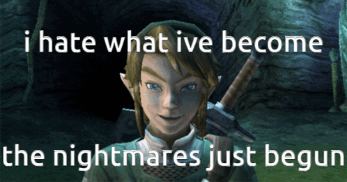 a video game character with the words i hate what ive become the nightmares just begun below him