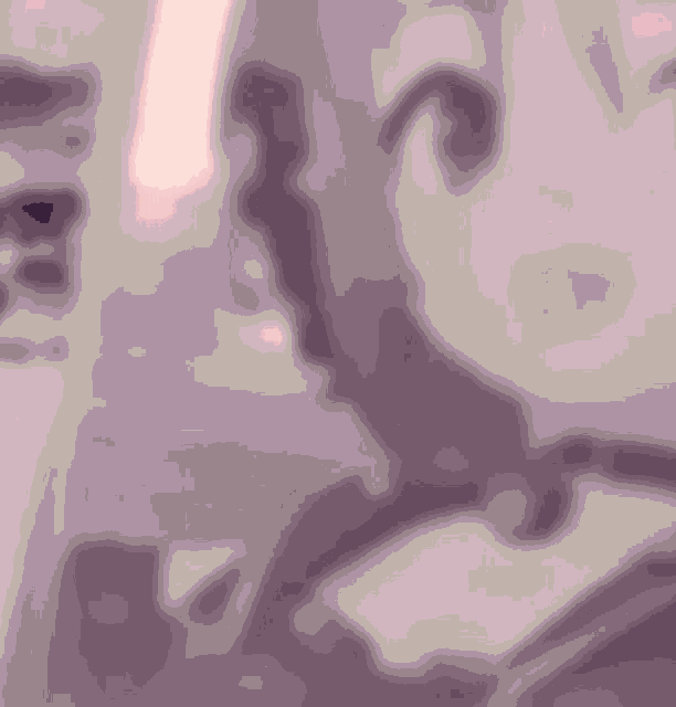 a close up of a person 's face in a purple and white drawing
