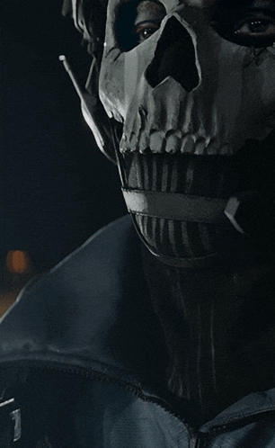 a person with a skull on their face with the number 1 on their jacket