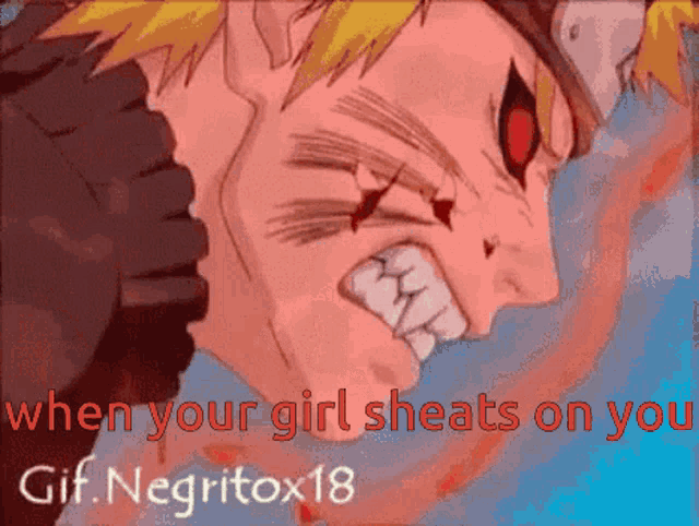 a picture of a cartoon character with the words " when your girl sheaths on you "