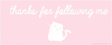 a pink banner with a cat and the words thanks for following me