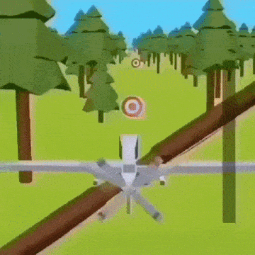 a cartoon of a helicopter flying over a target