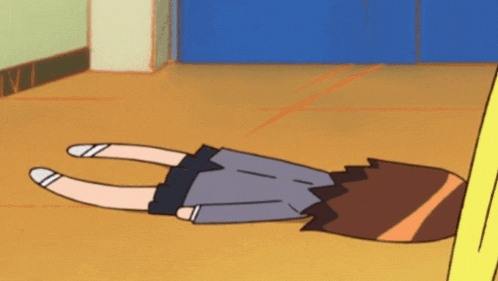 a cartoon of a girl laying on her back with her legs crossed
