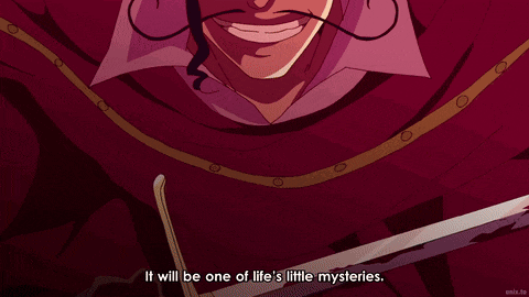 a man holding a sword with the words it will be one of life 's little mysteries written below him