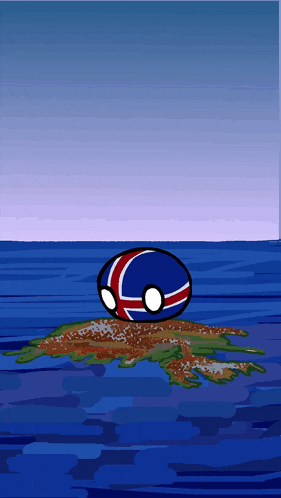 a cartoon of a ball with the flag of iceland on it