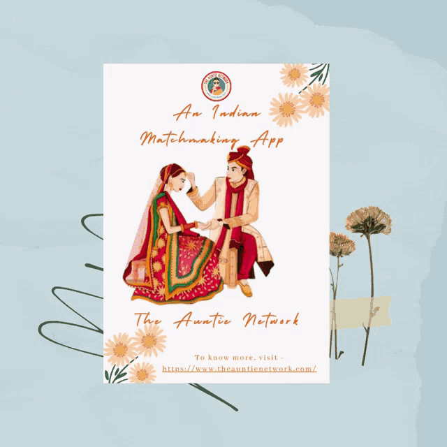 a poster for an indian matchmaking app with a bride and groom
