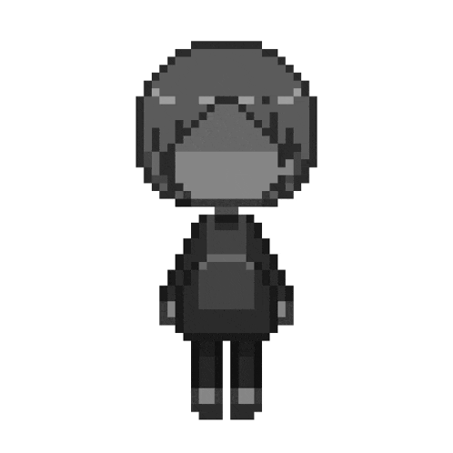 a pixel art of a person wearing a mask and a hoodie .