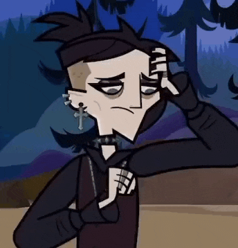 a cartoon character is scratching his head while wearing a black hoodie and earrings .