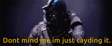 a man in a helmet says " dont mind me im just caying it "