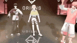 a group of anime characters are dancing on a stage in a video game .