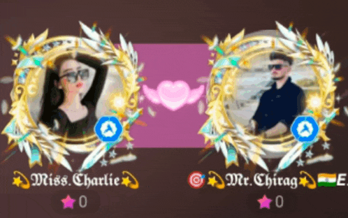 a picture of miss charlie and mr. chirag with stars