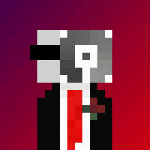 a pixel art of a man wearing a suit and tie