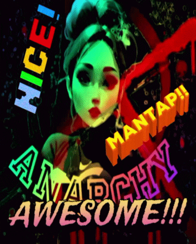 a poster that says anarchy awesome with a woman in the background