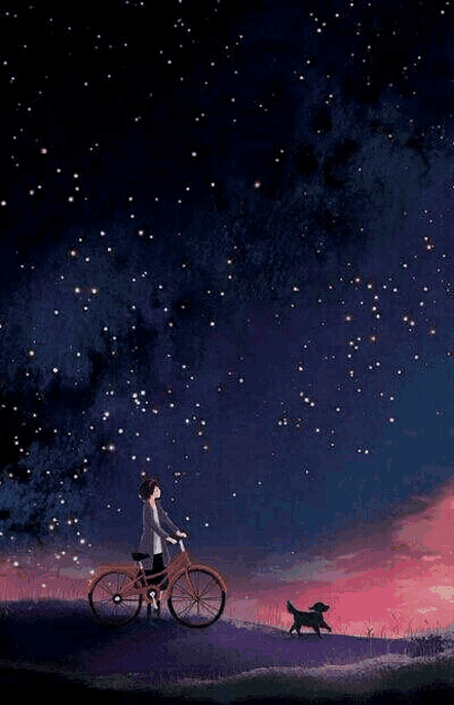 a woman is riding a bicycle with a dog .