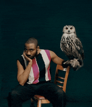 a man with a beard is holding a chicken in his lap