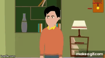a cartoon of a man standing in front of a lamp with the words make a gif.com on the bottom