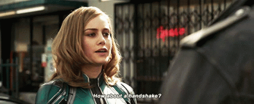 Captain Marvel How About A Handshake GIF - Captain Marvel How About A Handshake Handshake GIFs