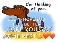 a cartoon dog is saying `` i 'm thinking of you . ''
