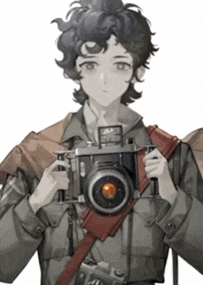 a person holding a camera with a red strap