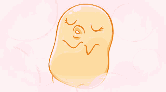 a cartoon drawing of a potato with a sad face