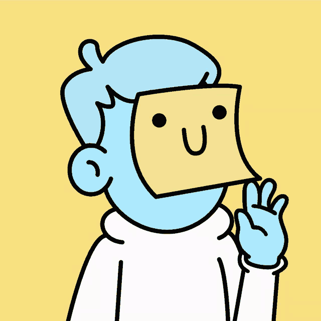 a cartoon character with a smiley face on their face