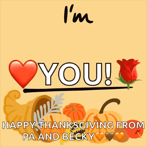 a thanksgiving card that says " i 'm thankful for you "