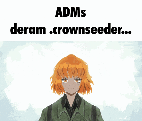 a drawing of a girl with the words adms deram crownseeder below it