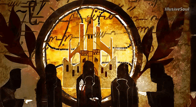 a group of people standing in front of a clock that says illusive soul on the bottom
