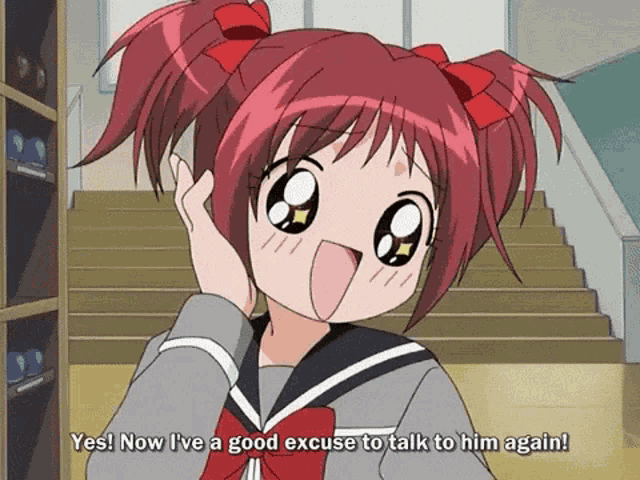 a girl with red hair says yes now i ve a good excuse to talk to him again