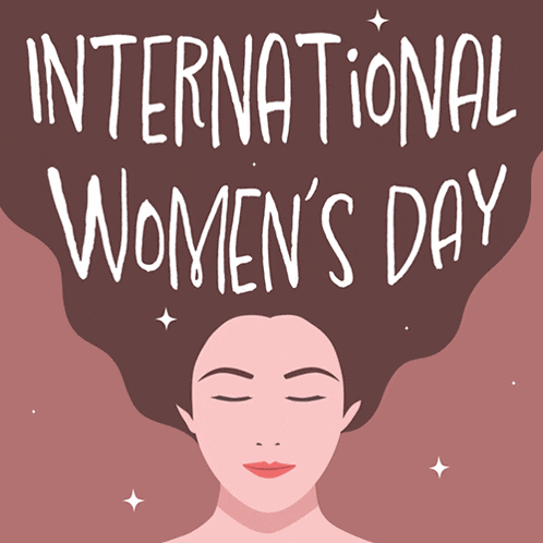 an illustration of a woman with her eyes closed and the words international women 's day above her