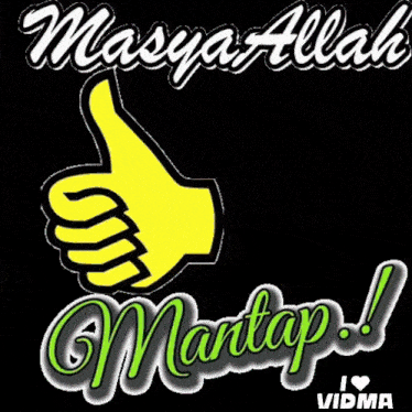 a yellow hand giving a thumbs up with the words masya allah mantap written beneath it
