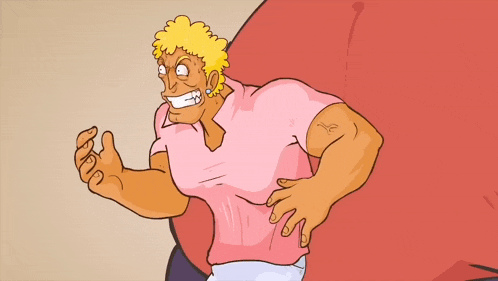a cartoon man with a speech bubble that says " gents "