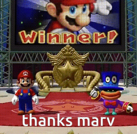 a mario video game scene with the words thanks marv on the bottom