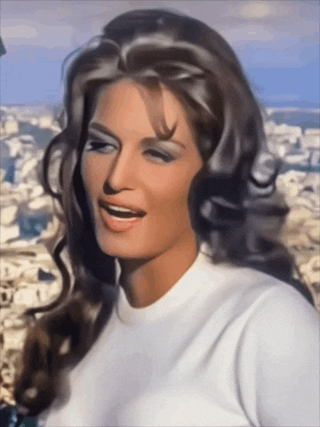 a painting of a woman with long brown hair