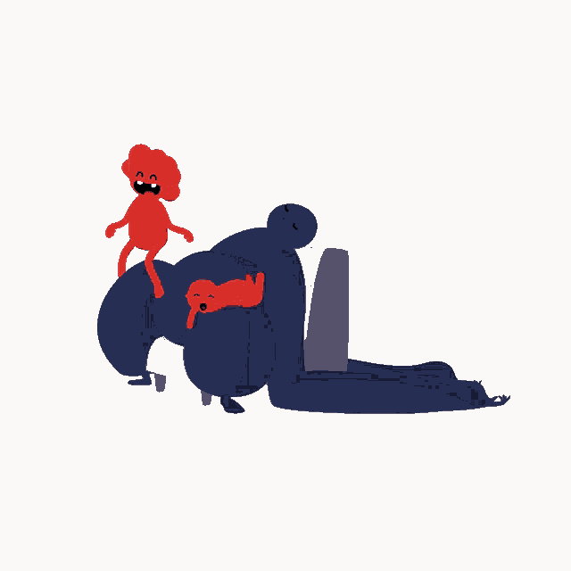 a cartoon drawing of a person laying on a couch with another person standing next to them