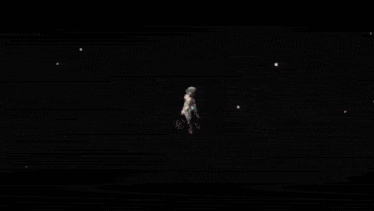 a cartoon character is flying through a red and white circle .