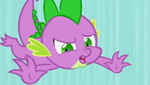 spike from my little pony is holding a piece of paper in its mouth
