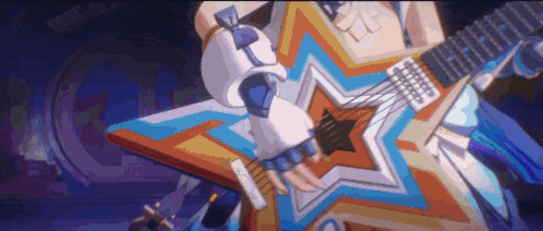 a person is playing a guitar in a star shaped design