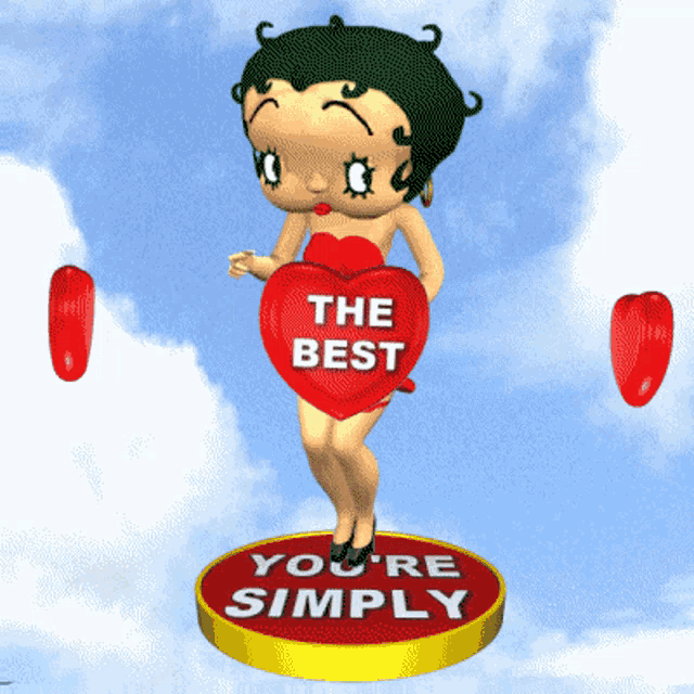 betty boop is holding a heart that says the best on it