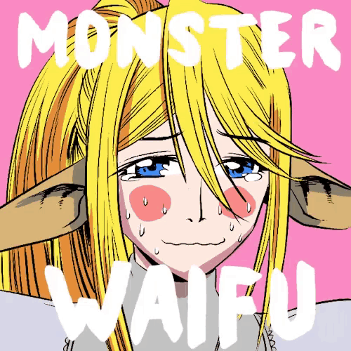 a monster waifu poster with a crying girl