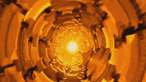 a painting of a circular pattern with a light at the center