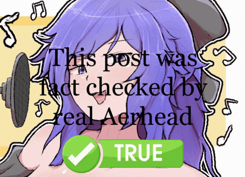 a picture of a girl with purple hair says this post was fact checked by real aephead