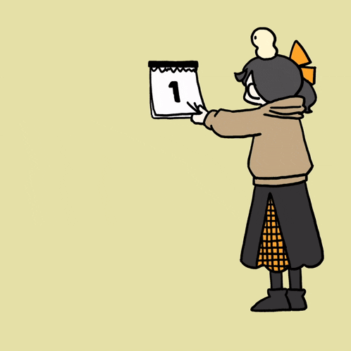 a cartoon drawing of a person looking at a calendar that says 30