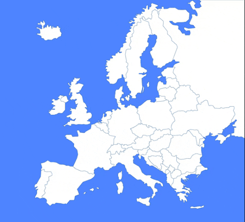 a map of europe with a small island in the middle of it