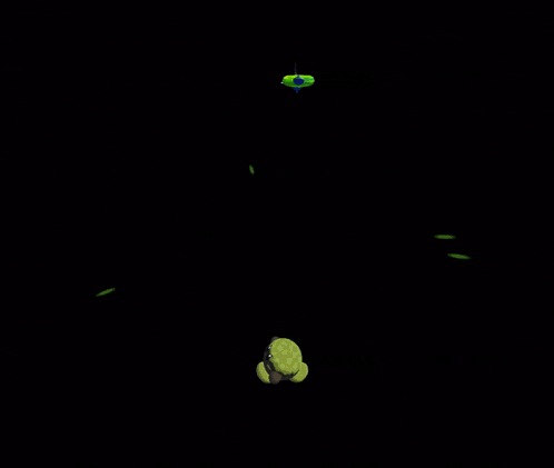 a lightning bolt strikes a glowing object in the dark