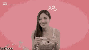 a gif of a woman with a pink background says imgflip.com on the bottom